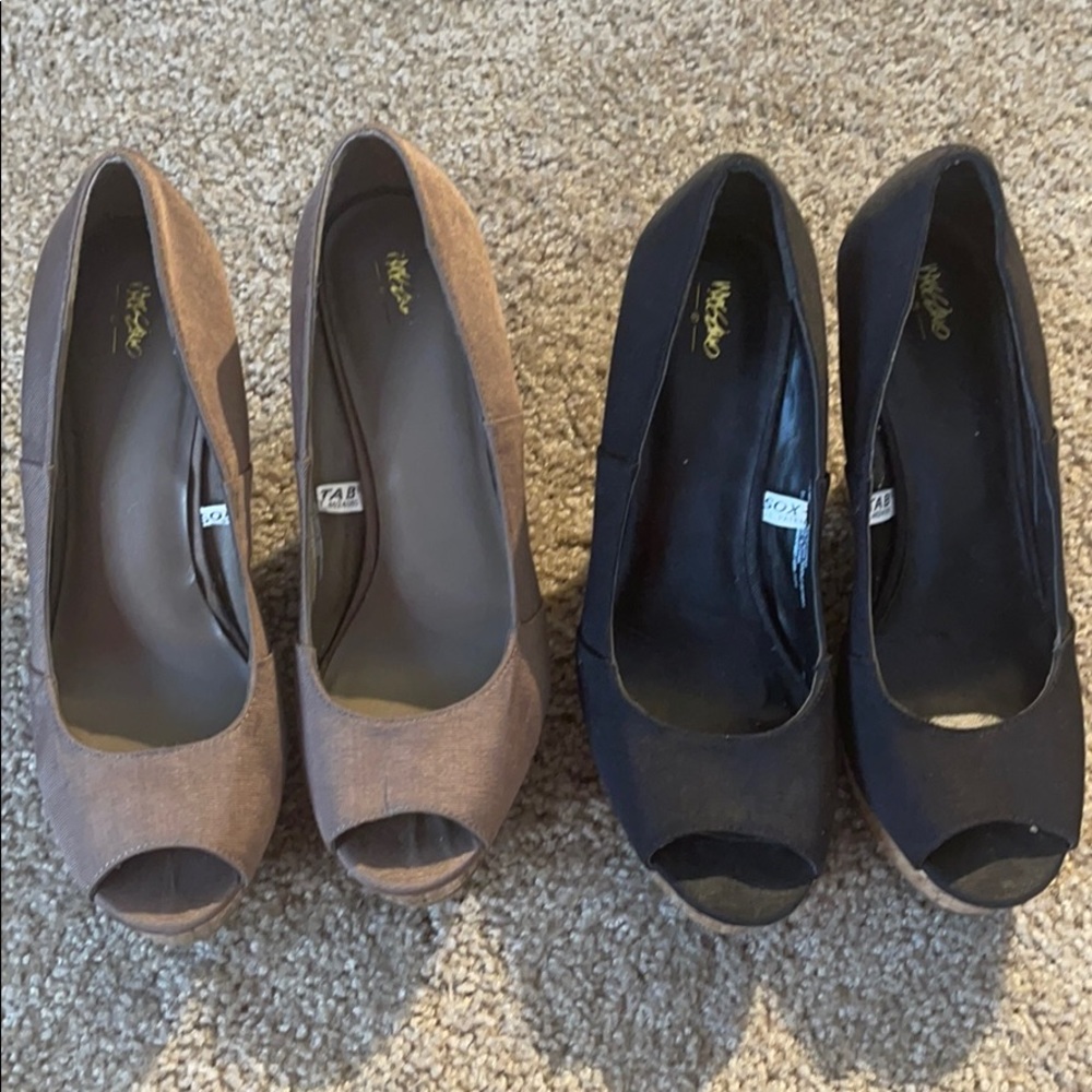 2 Pair bundle Mossimo Peep Toe Wedges